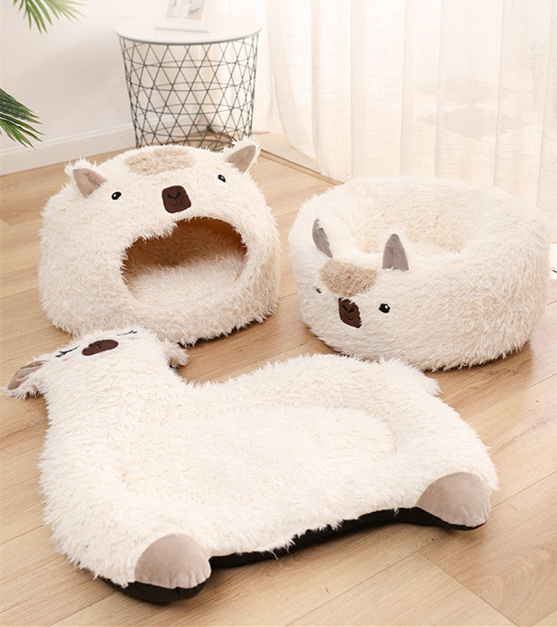 Warm Plush Alpaca Pet Bed