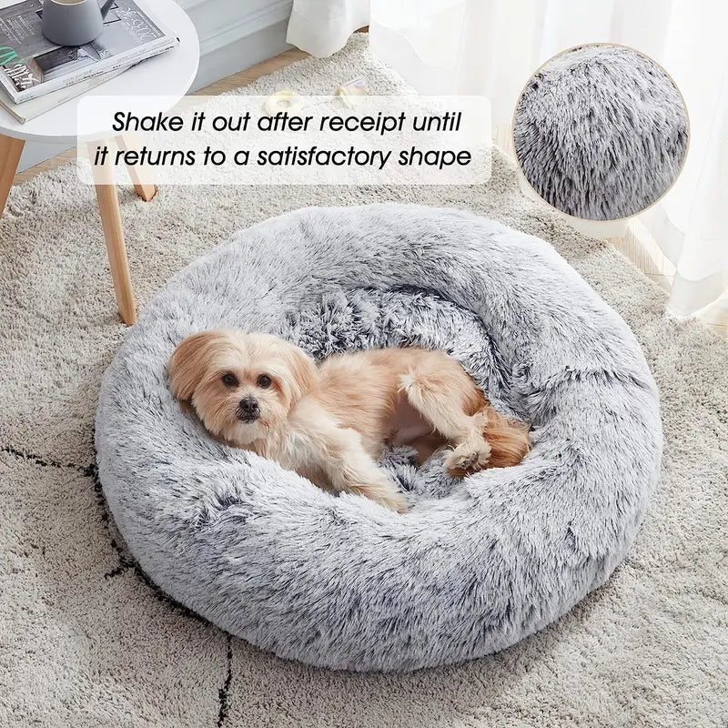 Faux Fur Anti-Anxiety Donut Pet Bed