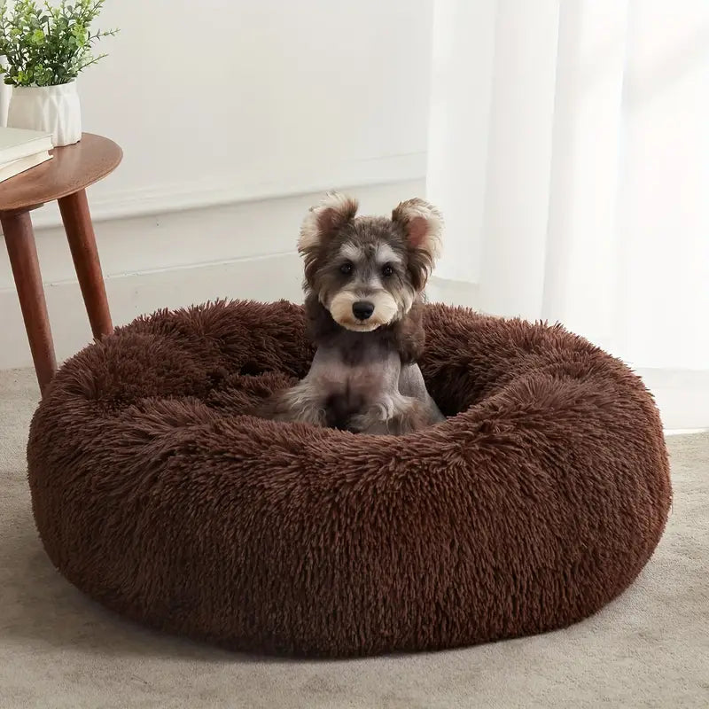 Faux Fur Anti-Anxiety Donut Pet Bed