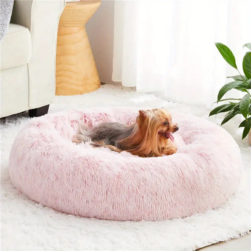 Faux Fur Anti-Anxiety Donut Pet Bed