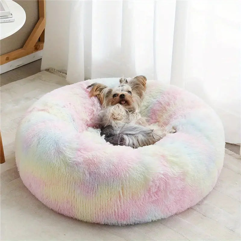 Faux Fur Anti-Anxiety Donut Pet Bed